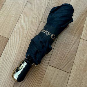 Juicy Couture Blue Leopard Print Automatic Umbrella Gold handle